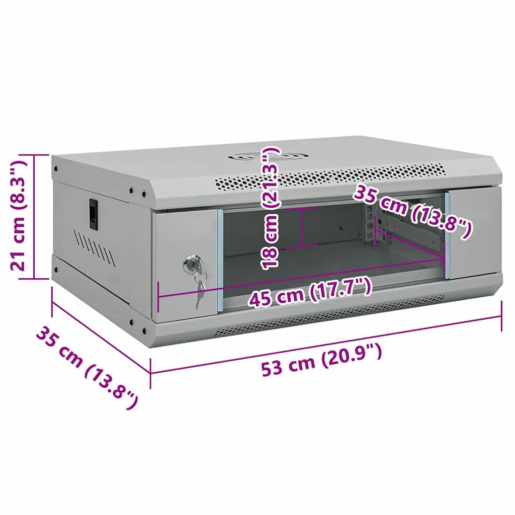 Netwerk kabinet met opslag Grijs 53 x 35 x 21 cm Staal