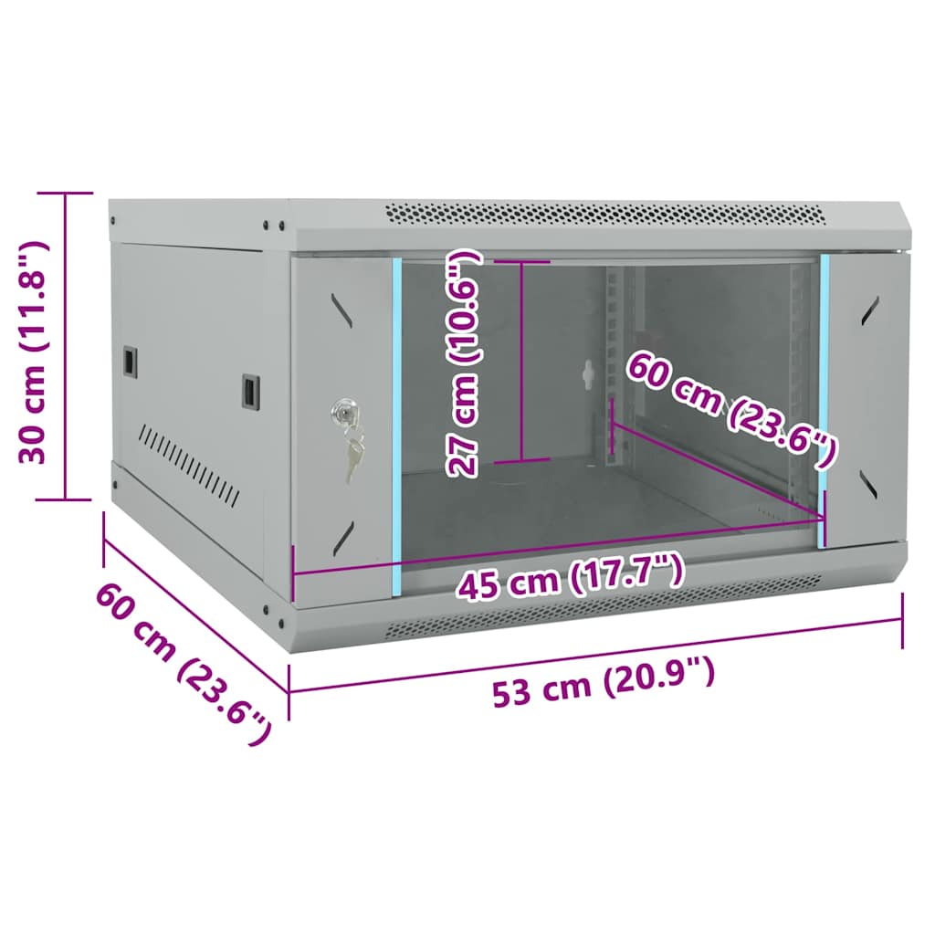 Netwerk kabinet met opslag Grijs 53 x 60 x 30 cm Staal