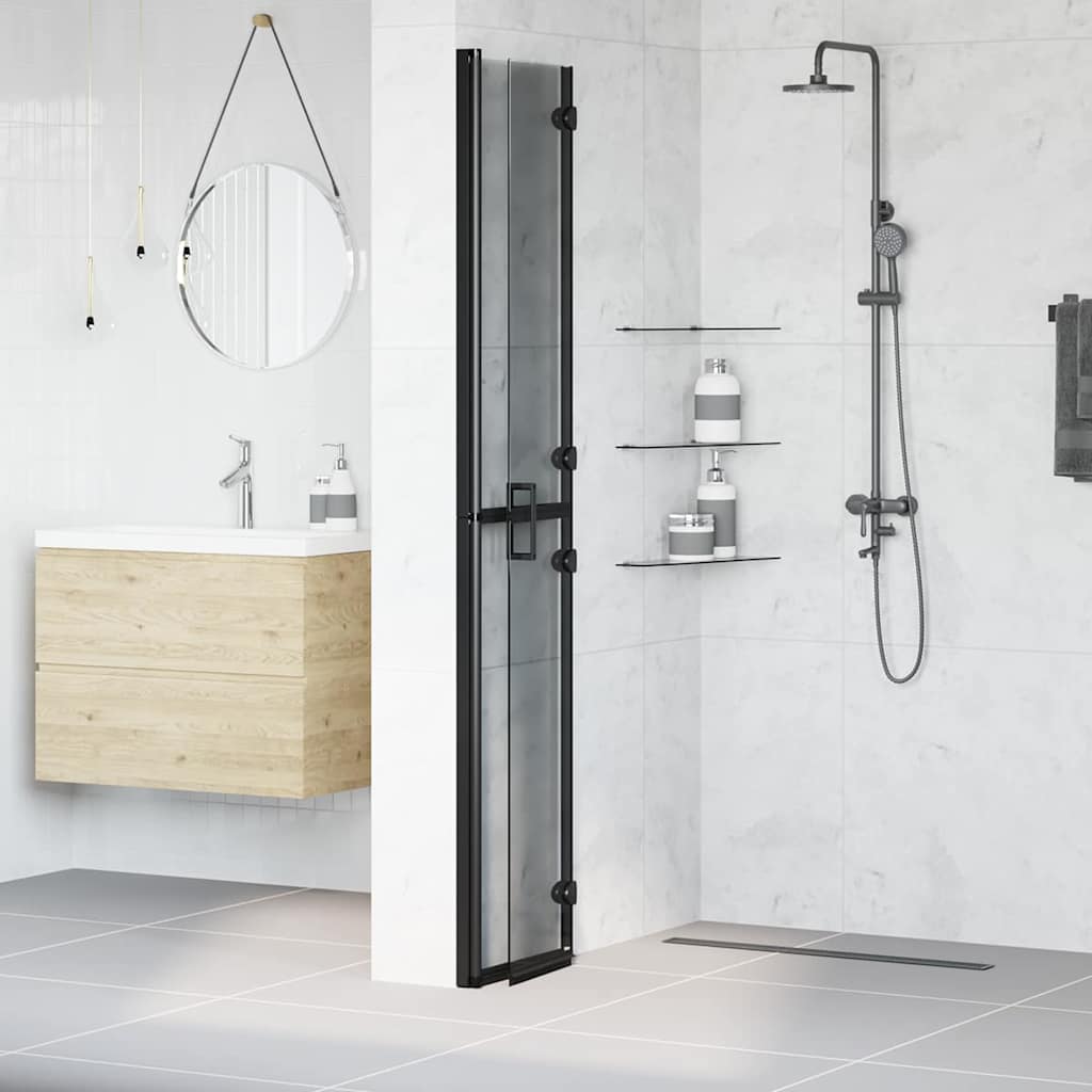 Inloop Douche Wand Zwart En Donkertransparant Zwart frame/donker doorzichtig glas