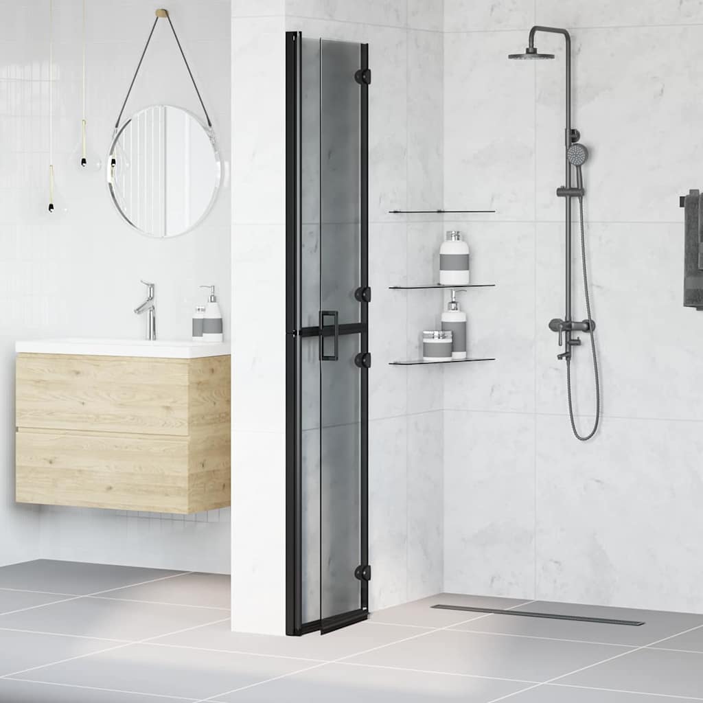 Inloop Douche Wand Zwart En Donkertransparant Zwart frame/donker doorzichtig glas