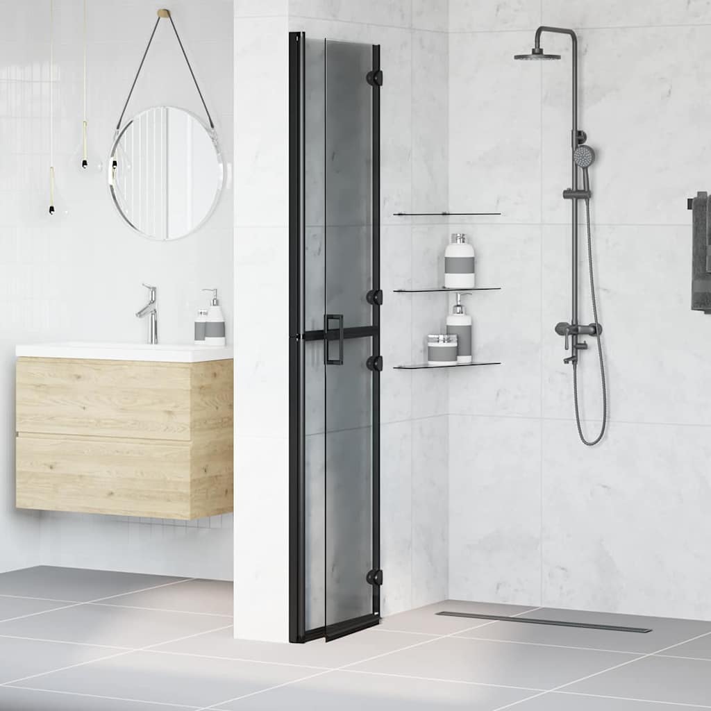 Inloop Douche Wand Zwart En Donkertransparant Zwart frame/donker doorzichtig glas