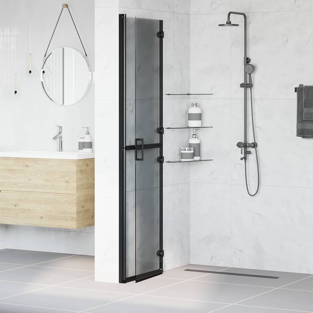 Inloop Douche Wand Zwart En Donkertransparant Zwart frame/donker doorzichtig glas