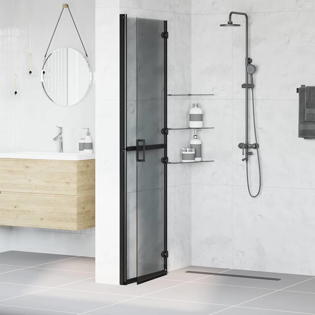 Inloop Douche Wand Zwart En Donkertransparant Zwart frame/donker doorzichtig glas