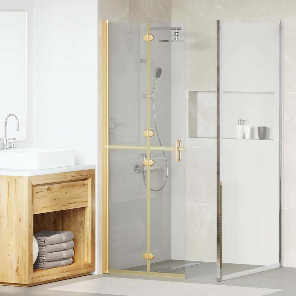 Inloop Douche Wand Goud En Transparant Gehard Glas Gouden frame/helder glas