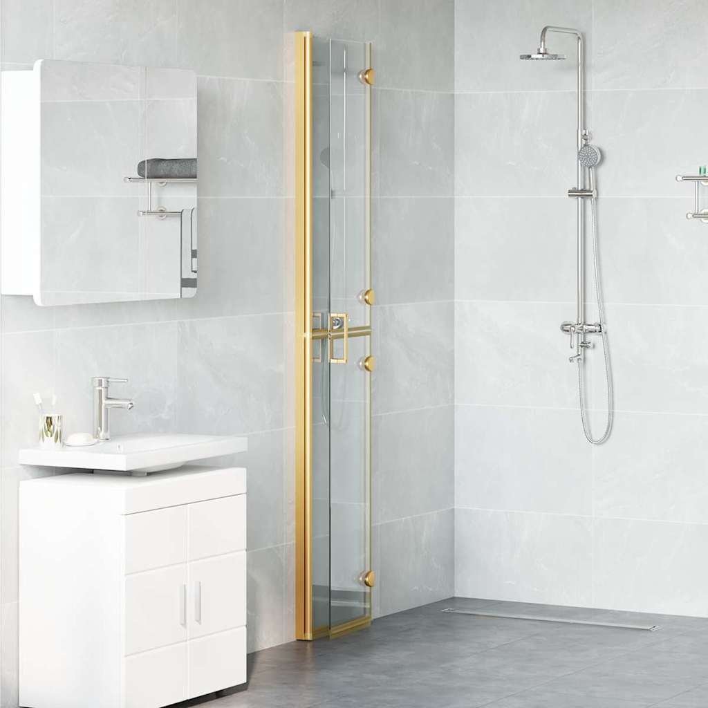 Inloop Douche Wand Goud En Transparant Gehard Glas Gouden frame/helder glas