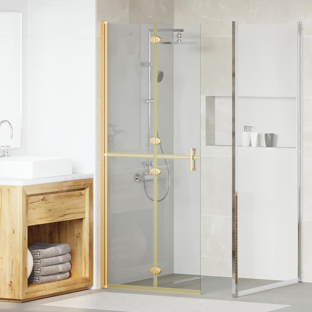 Inloop Douche Wand Goud En Transparant Gehard Glas Gouden frame/helder glas
