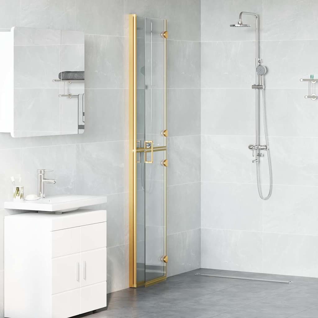 Inloop Douche Wand Goud En Transparant Gehard Glas Gouden frame/helder glas