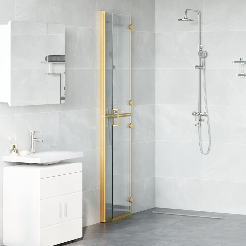 Inloop Douche Wand Goud En Transparant Gehard Glas Gouden frame/helder glas