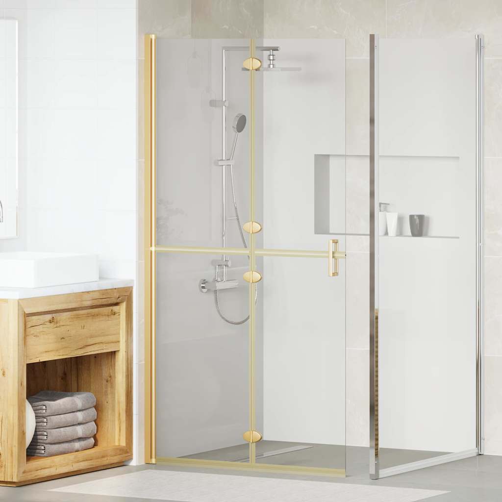 Inloop Douche Wand Goud En Transparant Gehard Glas Gouden frame/helder glas
