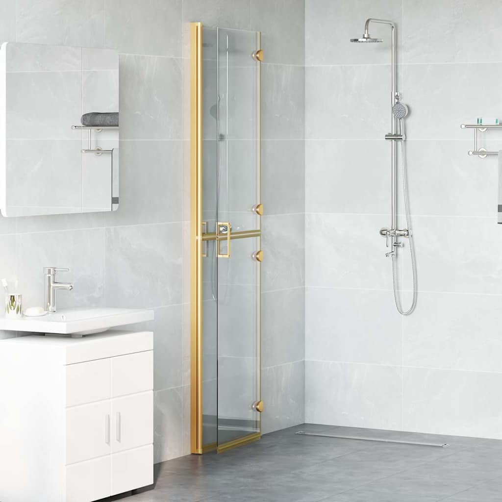 Inloop Douche Wand Goud En Transparant Gehard Glas Gouden frame/helder glas
