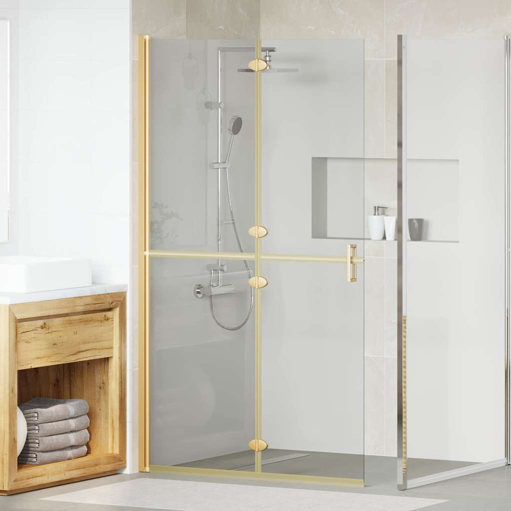 Inloop Douche Wand Goud En Transparant Gehard Glas Gouden frame/helder glas