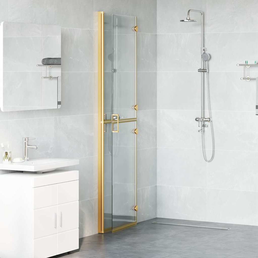 Inloop Douche Wand Goud En Transparant Gehard Glas Gouden frame/helder glas