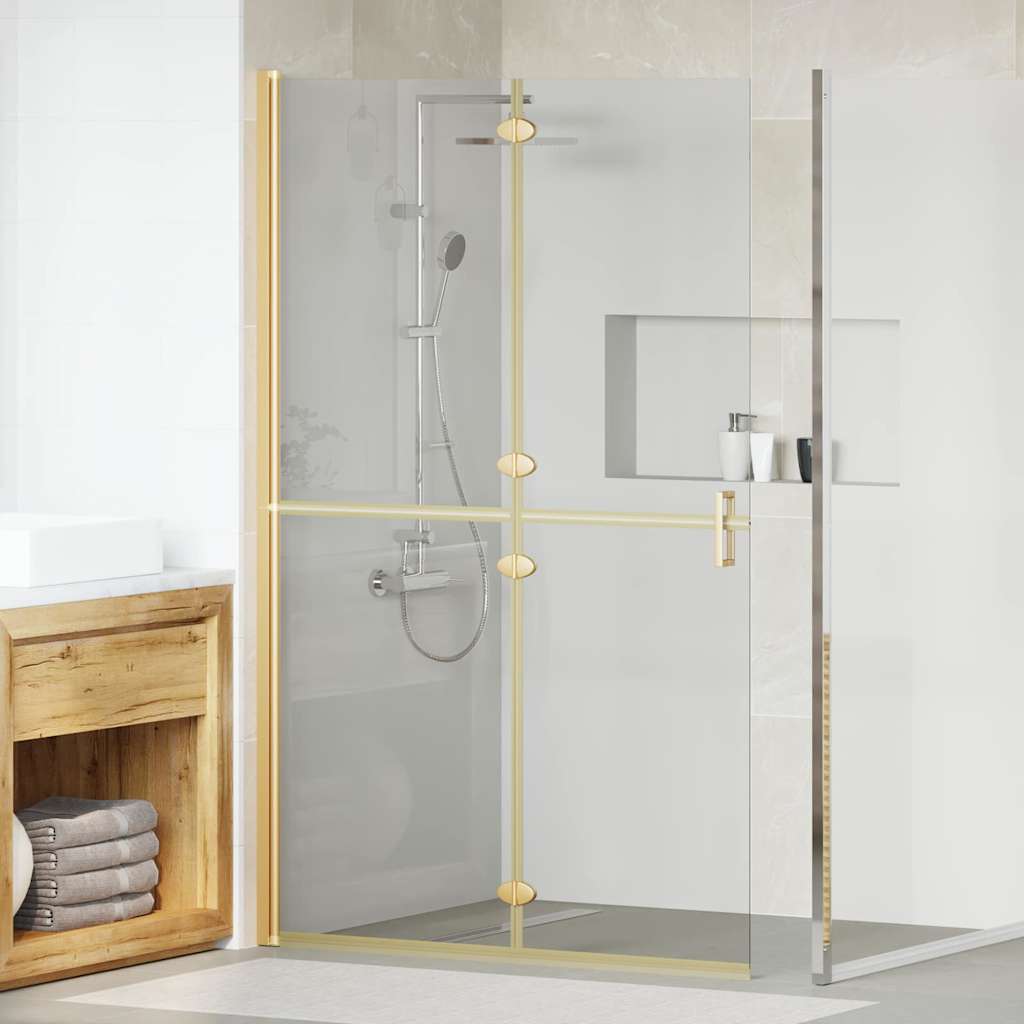 Inloop Douche Wand Goud En Transparant Gehard Glas Gouden frame/helder glas