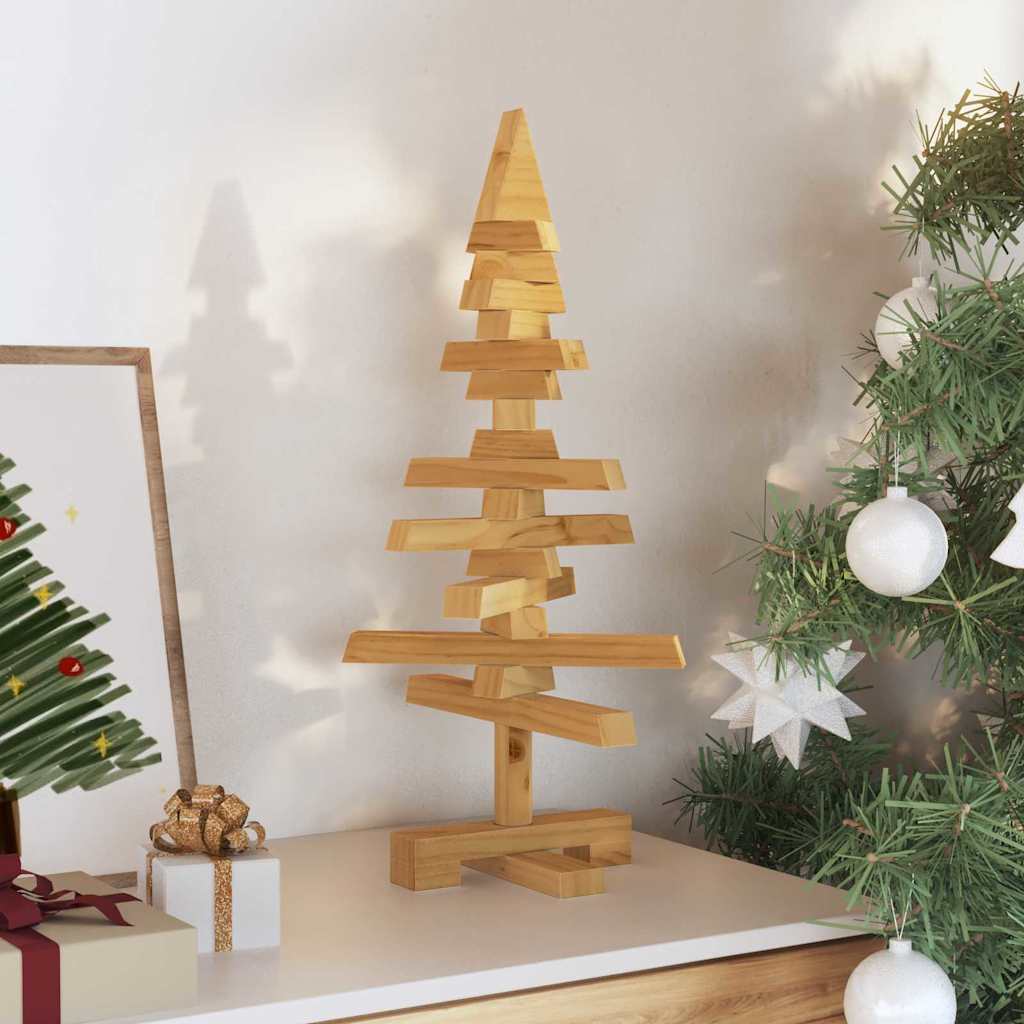 Houten kerstboom met standaard Bruin 60 cm Massief grenenhout