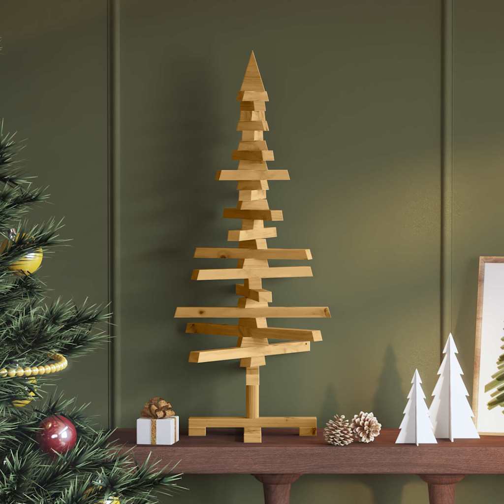 Houten kerstboom met standaard Bruin 90 cm Massief grenenhout