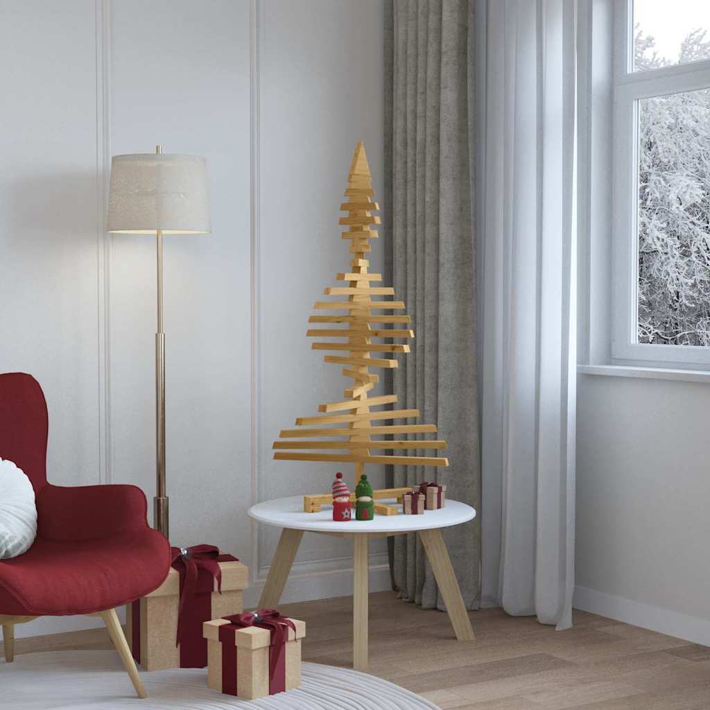 Houten kerstboom met standaard Bruin 120 cm Massief grenenhout