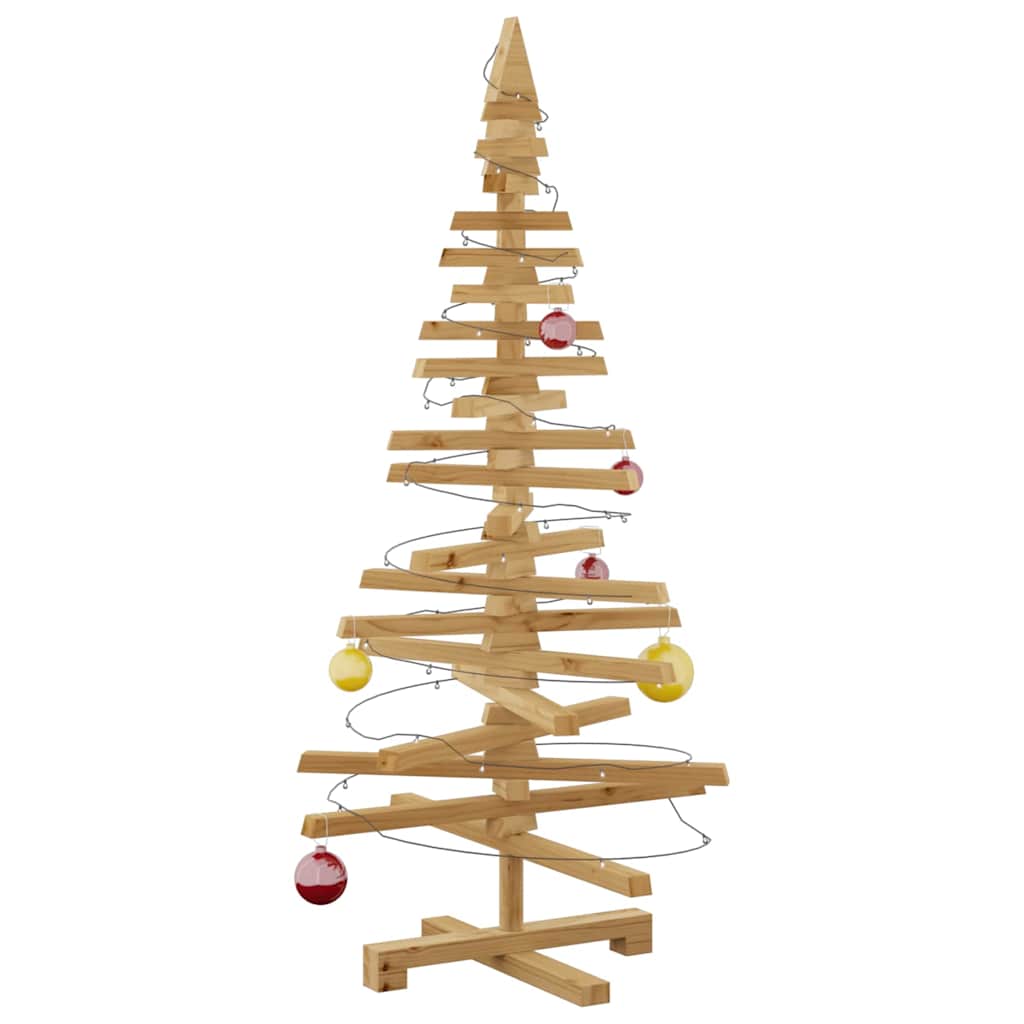 Houten kerstboom met standaard Bruin 120 cm Massief grenenhout