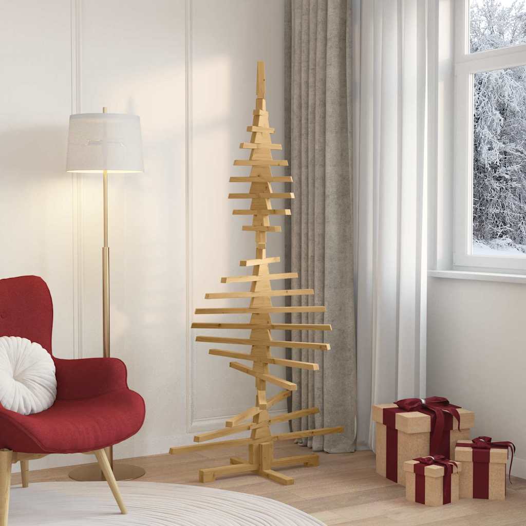Houten kerstboom met standaard Bruin 180 cm Massief grenenhout