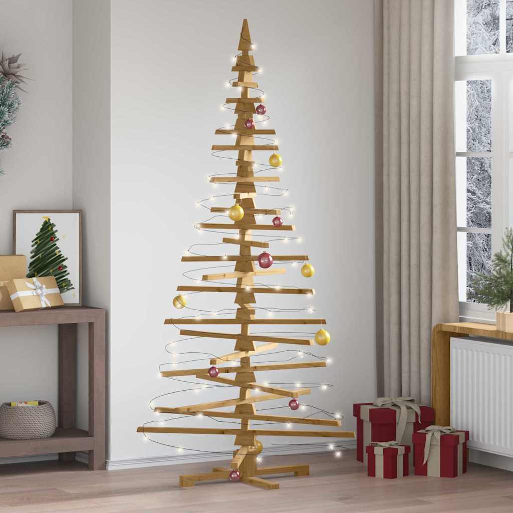 Houten kerstboom met standaard Bruin 210 cm Massief grenenhout