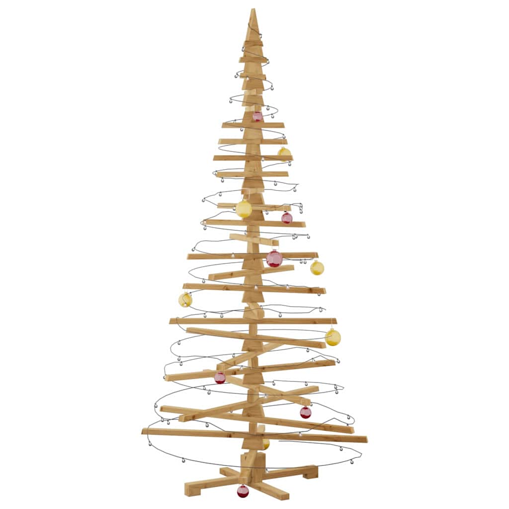 Houten kerstboom met standaard Bruin 210 cm Massief grenenhout