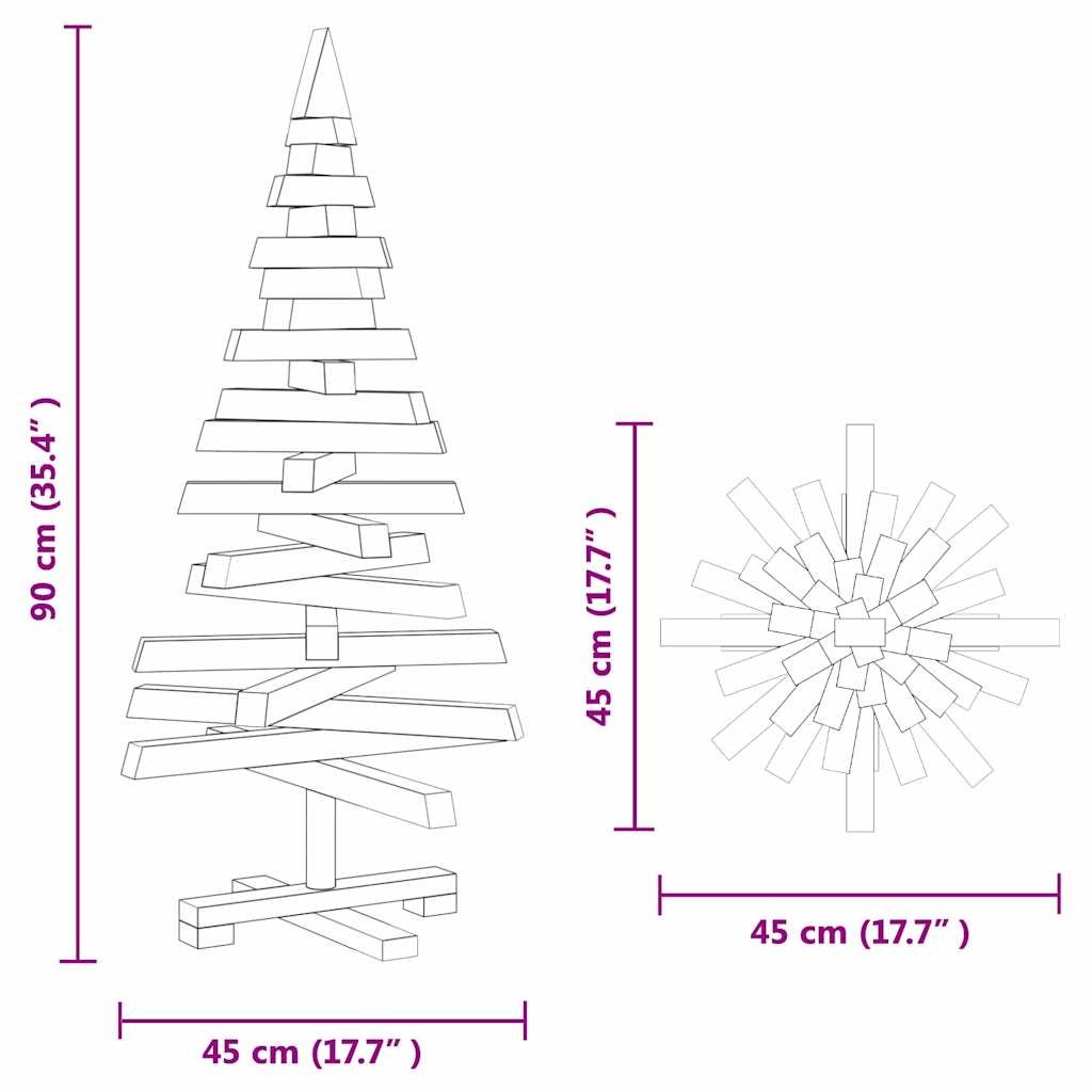 Kerstbomen met standaard Naturel 90 cm Massief grenenhout