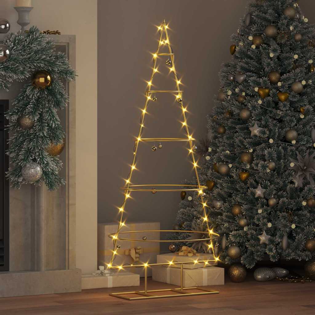 Metalen kerstboom met standaard Goud 125 cm Poedergecoat staal