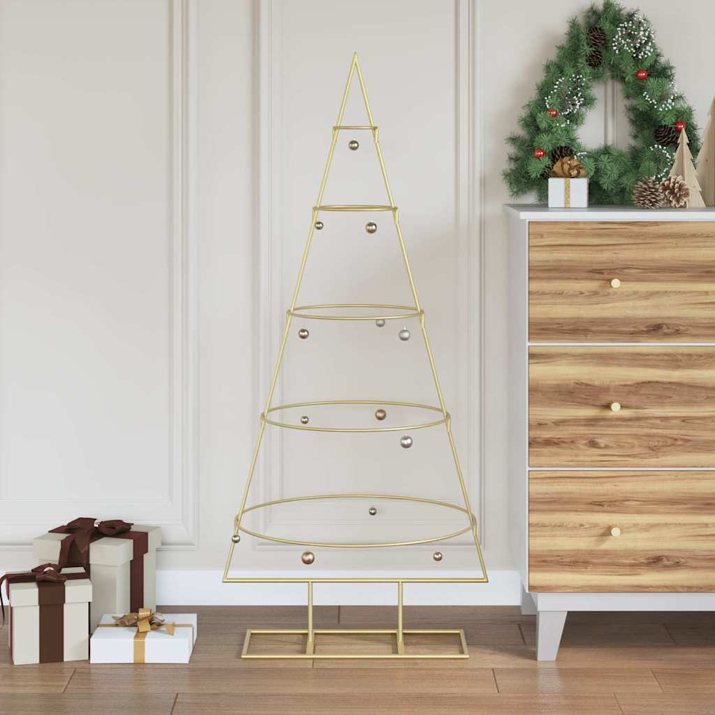 Metalen kerstboom met standaard Goud 125 cm Poedergecoat staal
