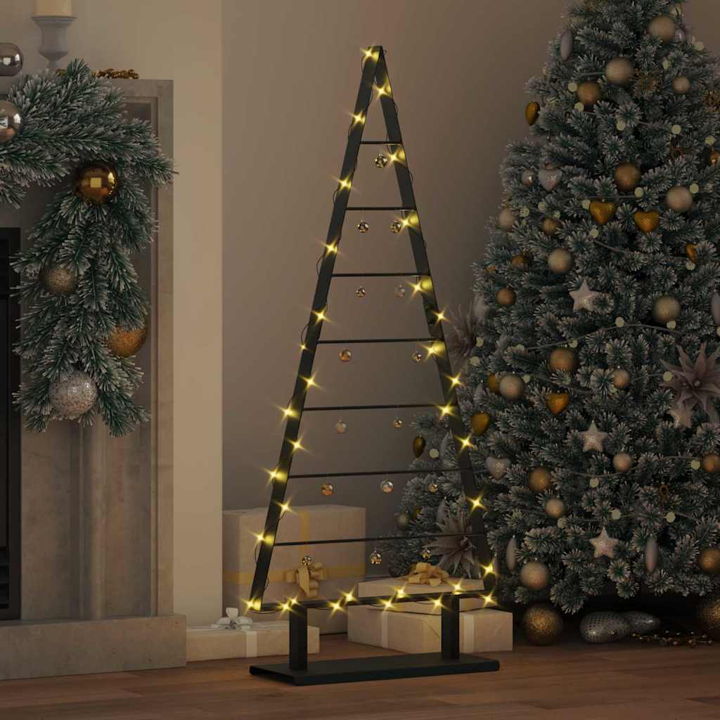 Metalen kerstboom met standaard Zwart 125 cm Staal