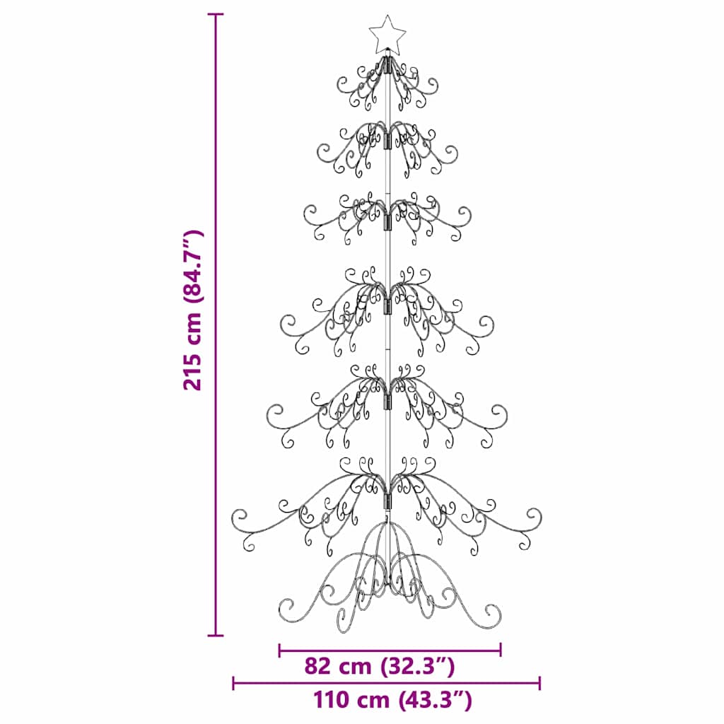 Metalen kerstboom met standaard Goud 215 cm Poedergecoat staal