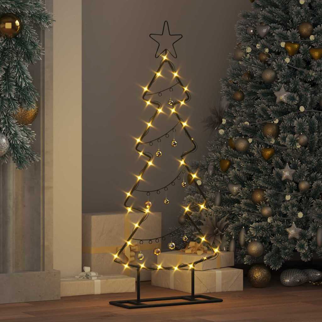Metalen kerstboom met standaard Zwart 90 cm Staal