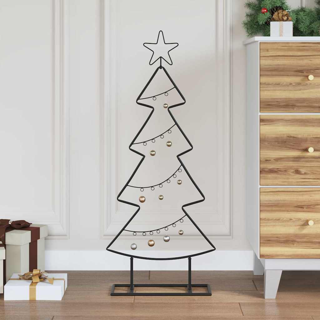 Metalen kerstboom met standaard Zwart 90 cm Staal