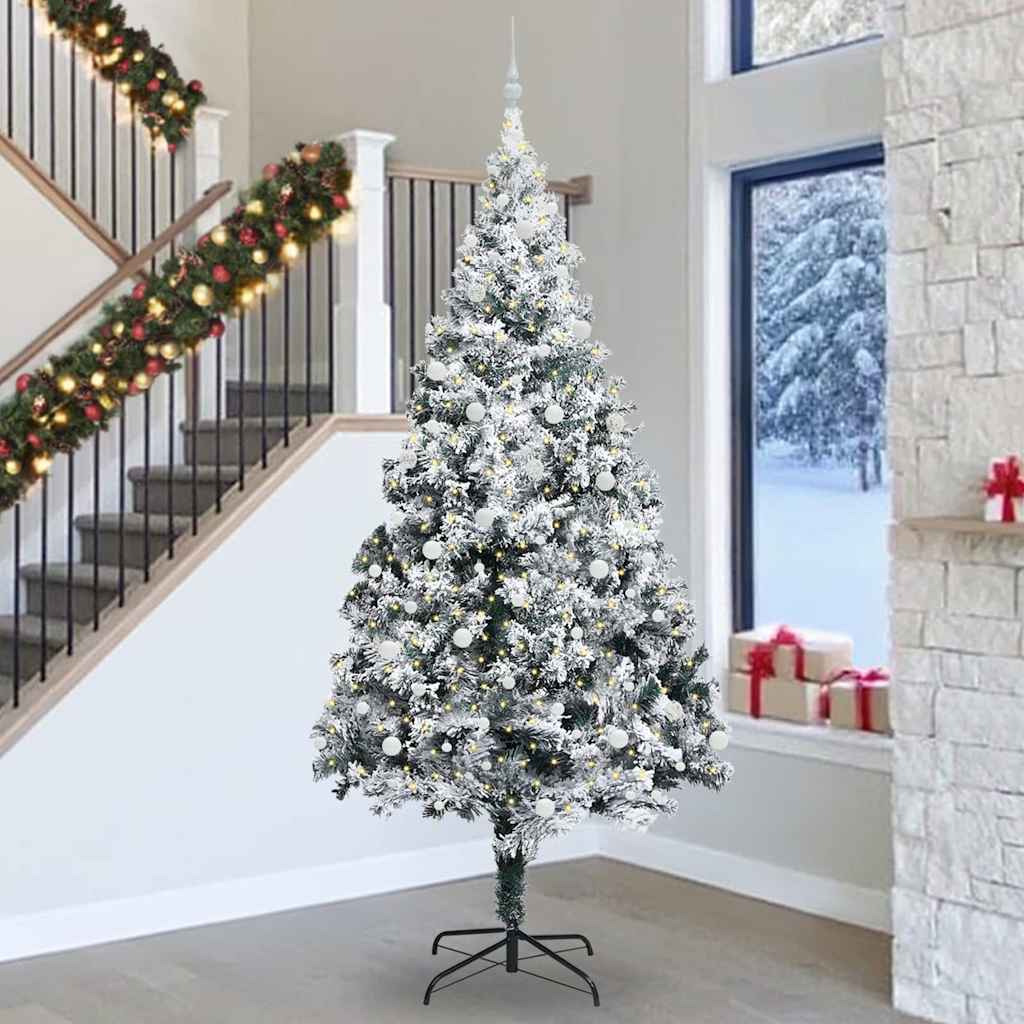 Kerstboom Met Decoratieve Touwlichten 300 Cm Pvc Wit