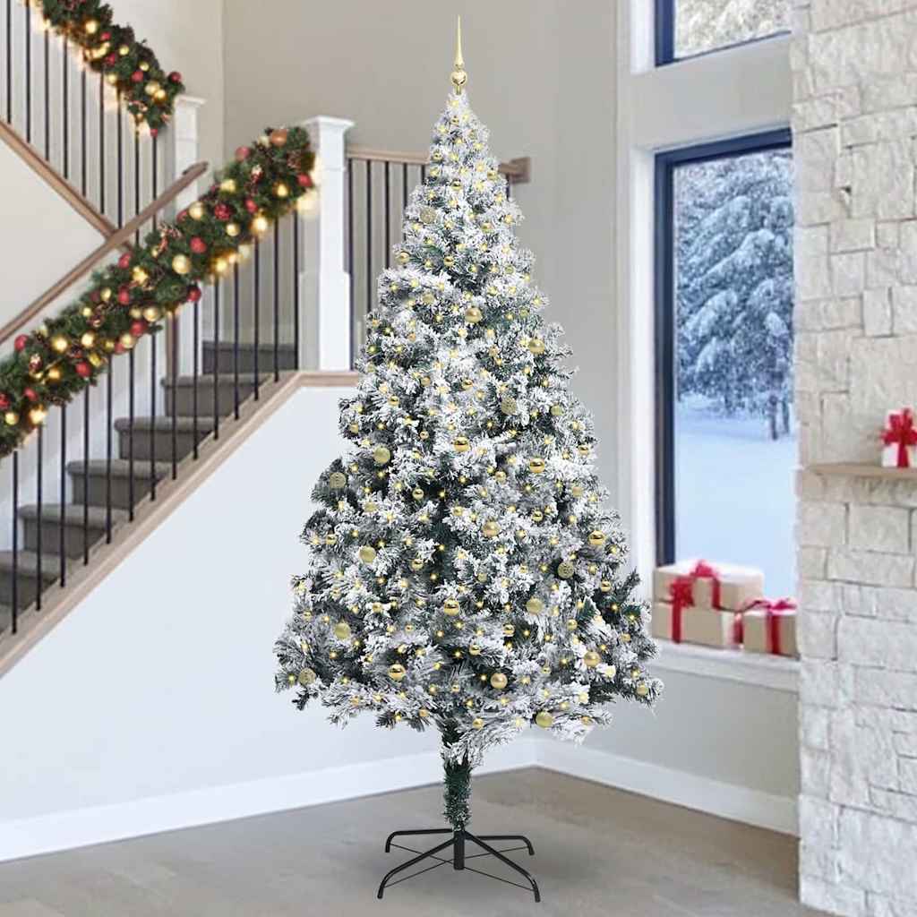 Kerstboom Met Decoratieve Touwlichten Wit 300 Cm Pvc Goud