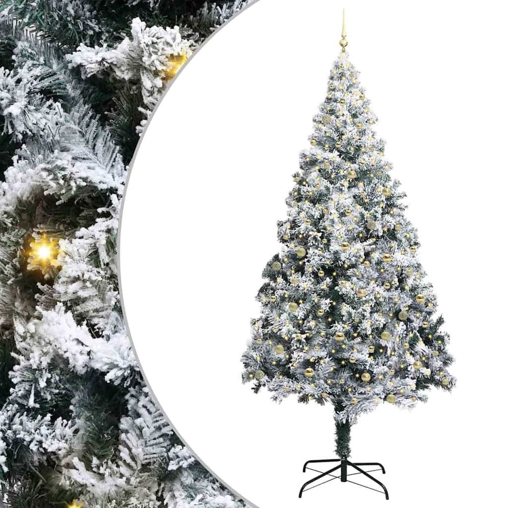 Kerstboom Met Decoratieve Touwlichten Wit 300 Cm Pvc Goud