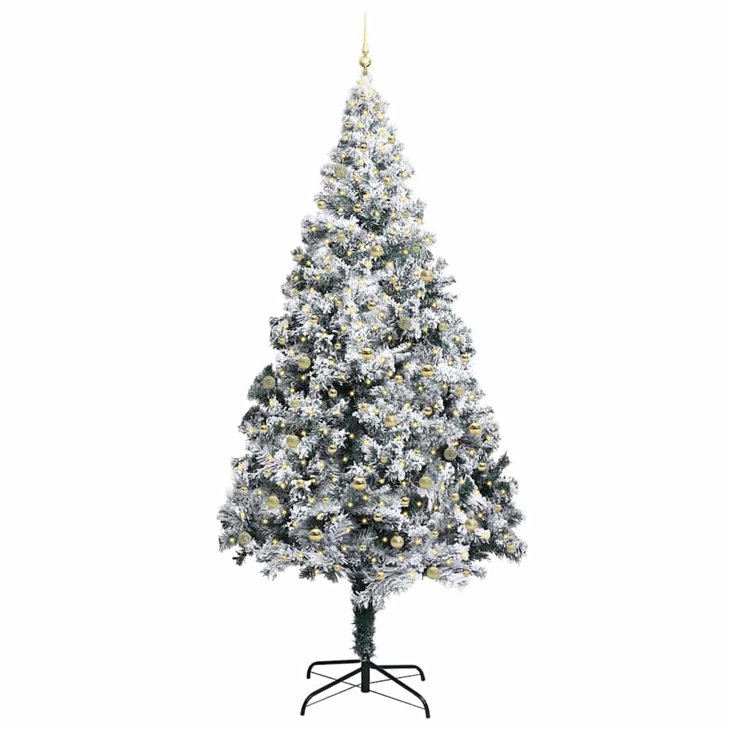 Kerstboom Met Decoratieve Touwlichten Wit 300 Cm Pvc Goud