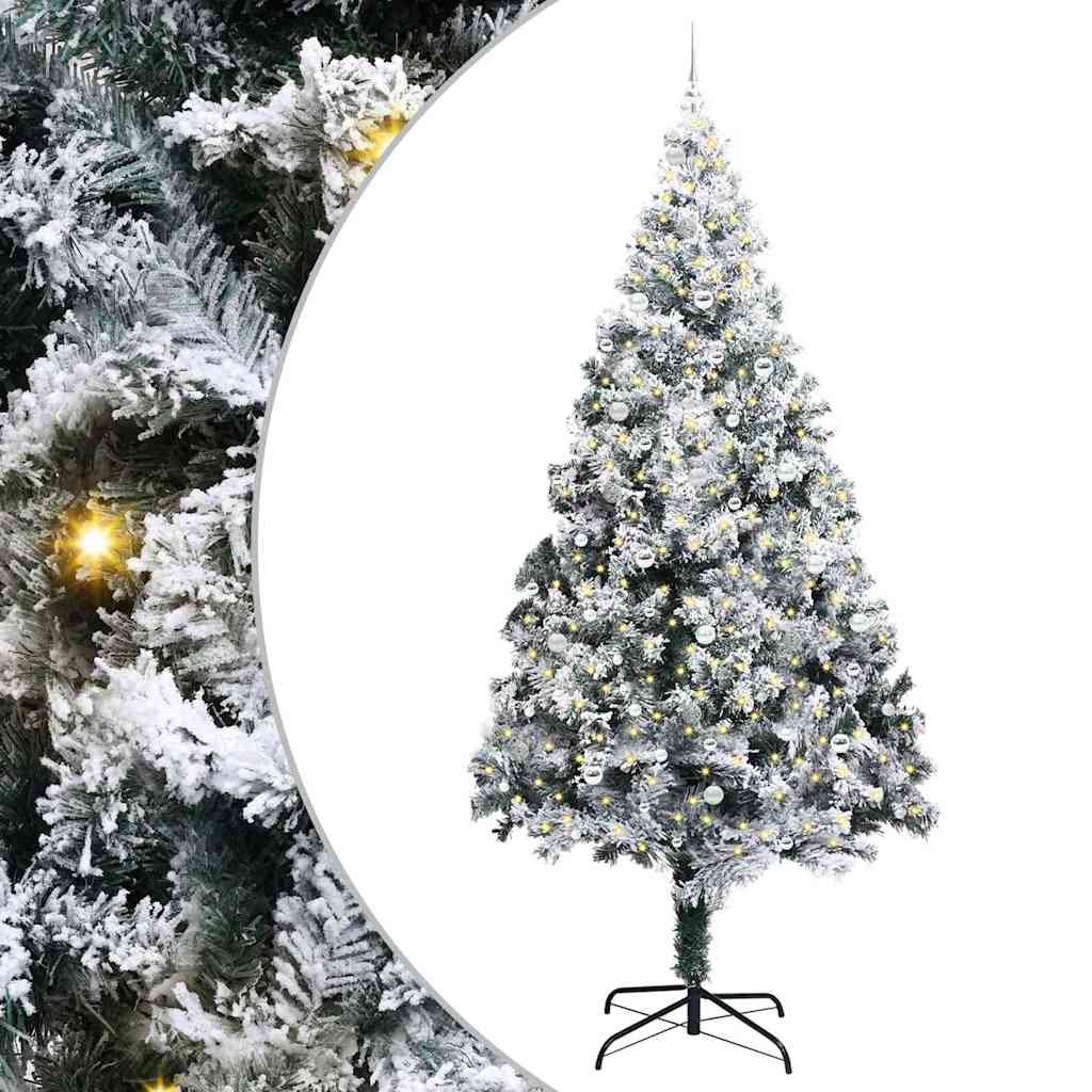 Kerstboom Met Decoratieve Touwlichten Wit 300 Cm Pvc Zilver