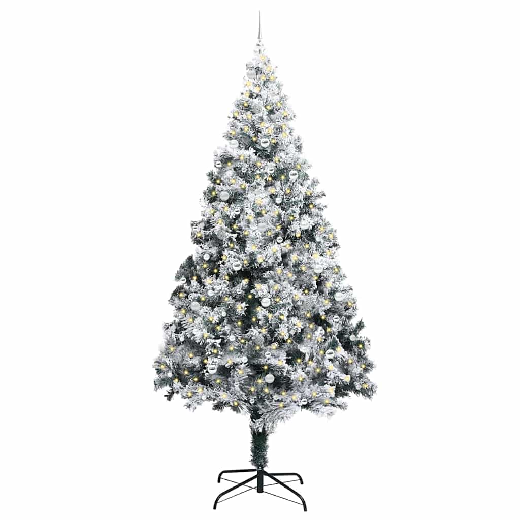 Kerstboom Met Decoratieve Touwlichten Wit 300 Cm Pvc Zilver