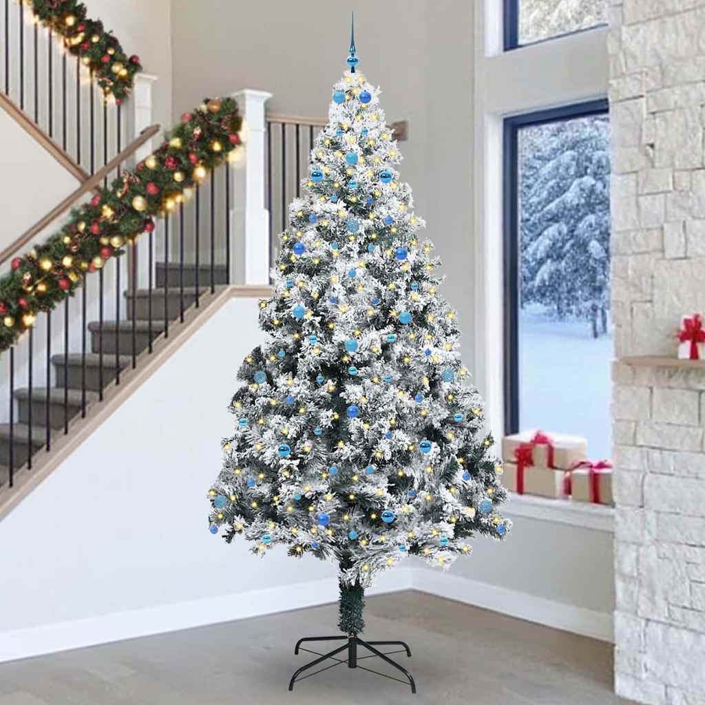 Kerstboom Met Decoratieve Touwlichten Wit 300 Cm Pvc Blauw