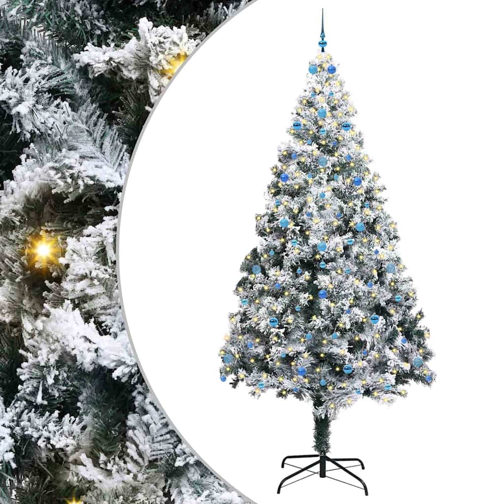 Kerstboom Met Decoratieve Touwlichten Wit 300 Cm Pvc Blauw