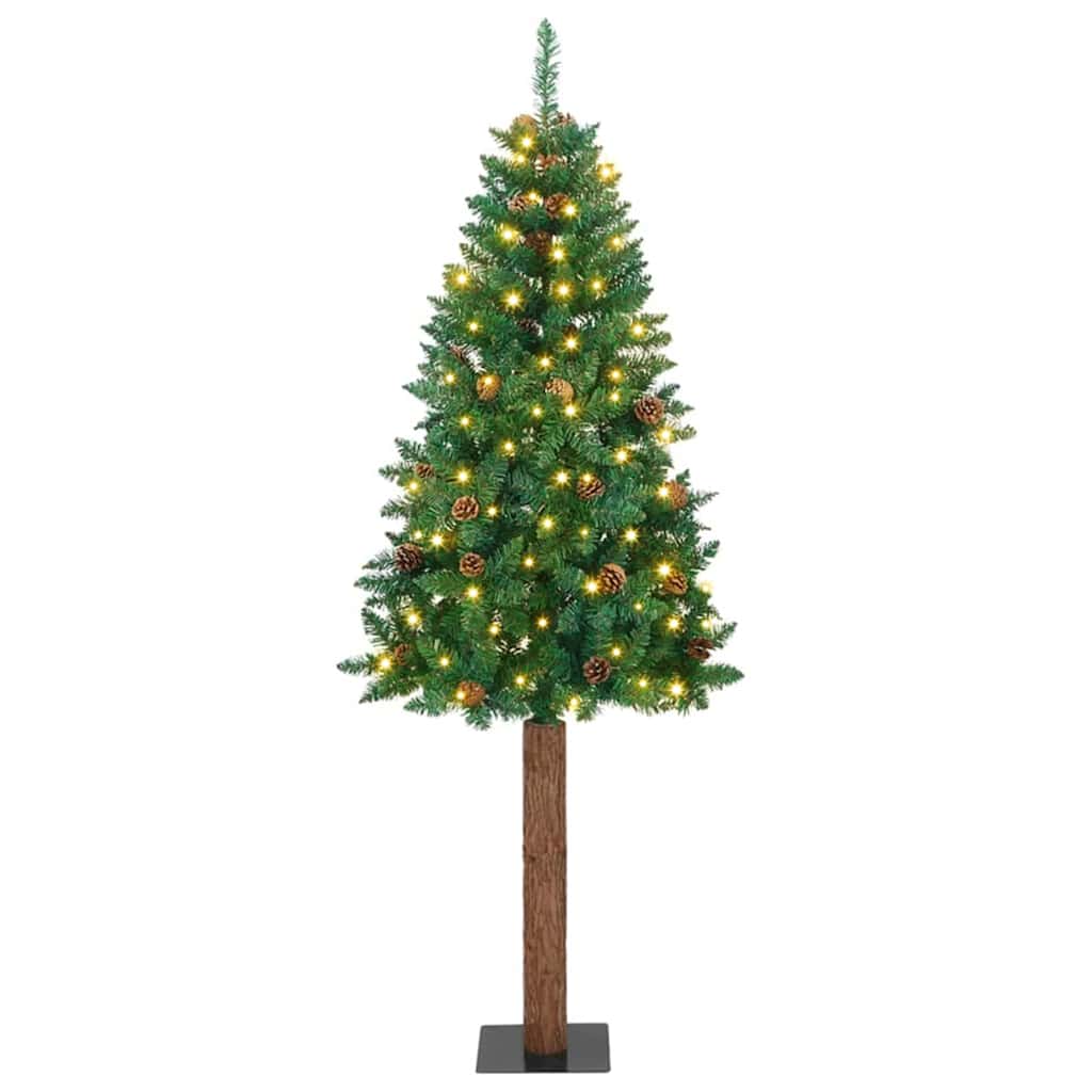 Slanke Kerstboom Groen 180 cm PVC en massief dennenhout