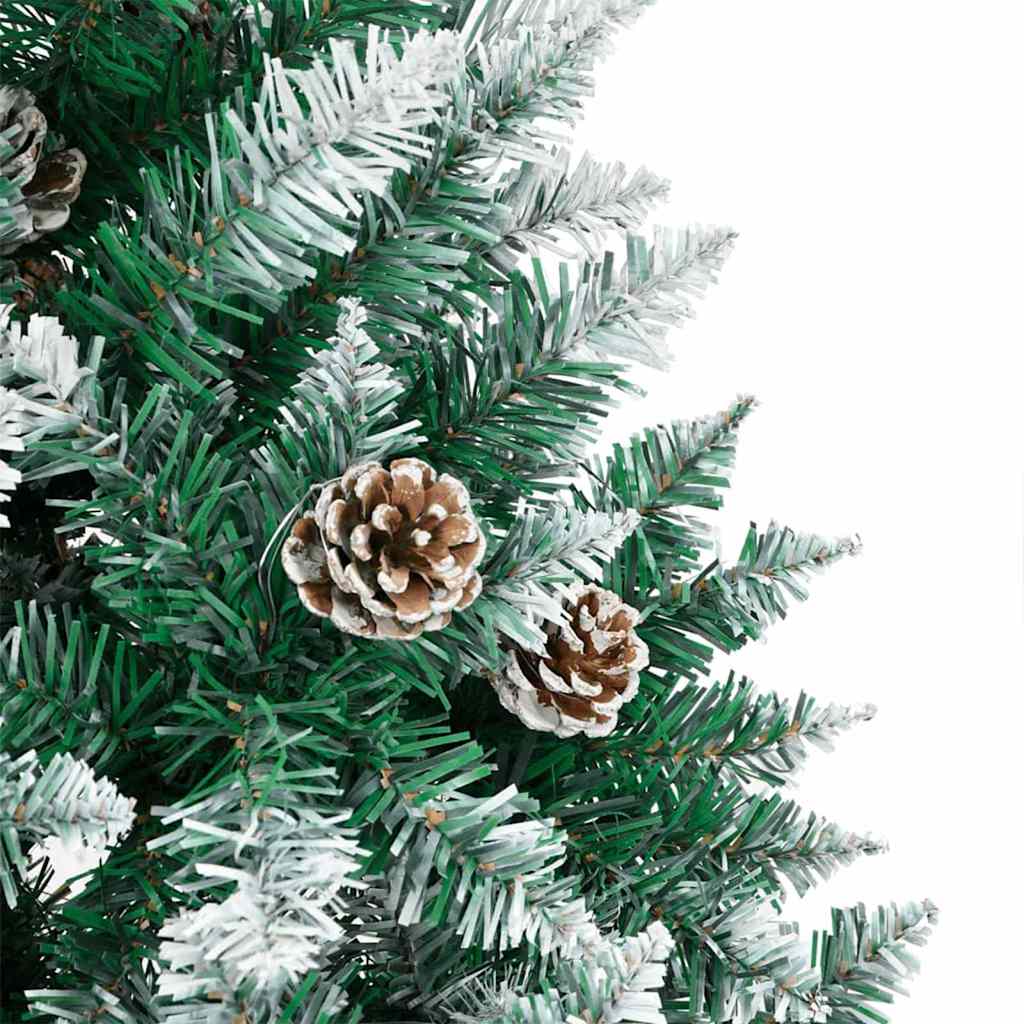 Slanke Kerstboom Groen en Wit 210 cm PVC en massief dennenhout