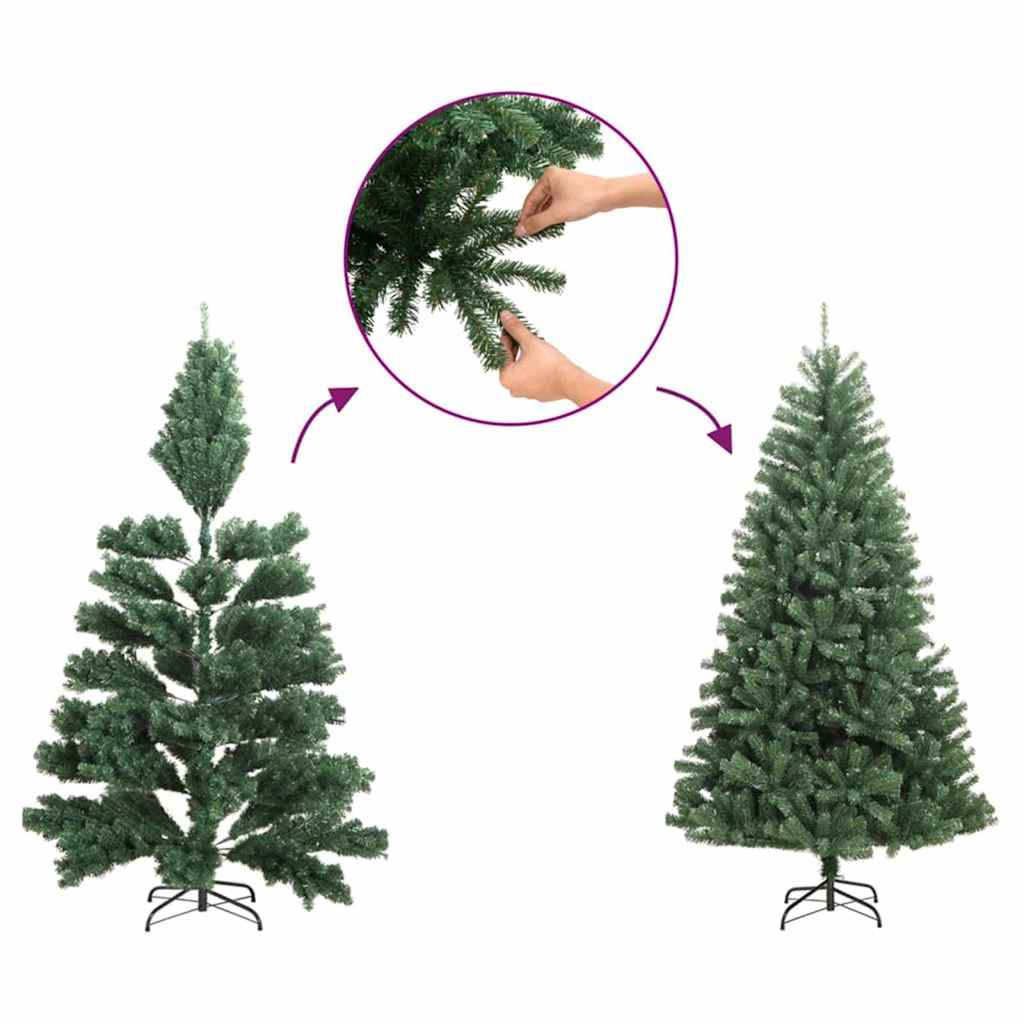 Slanke Kerstboom Groen en Wit 210 cm PVC en massief dennenhout
