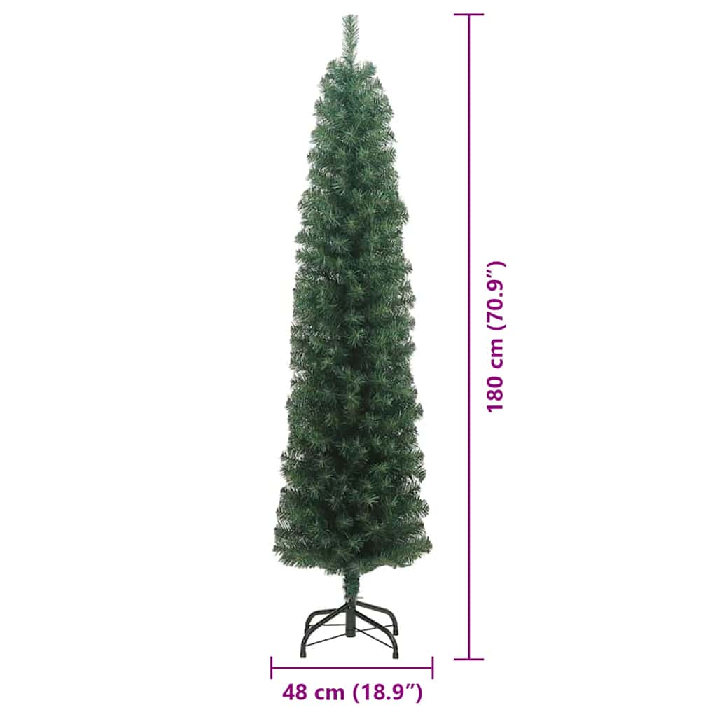 Kunstkerstboom Groen 180 cm PVC en Staal en Kunststof
