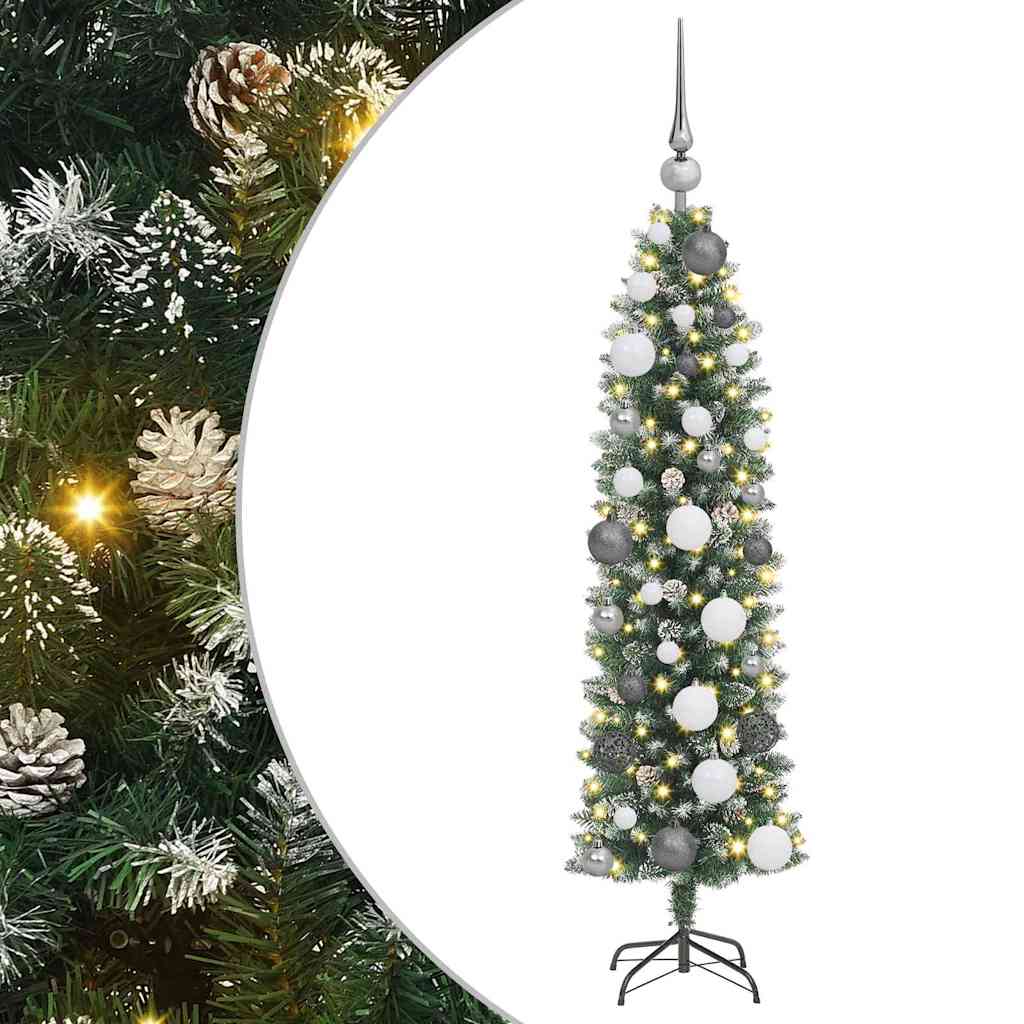 Kunstmatige slanke kerstboom met 150 LED Groen 120 cm