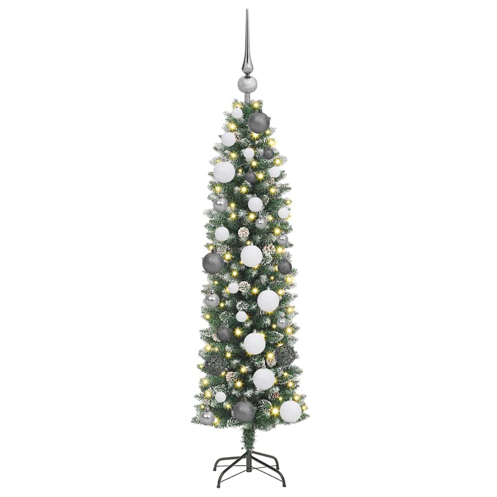 Kunstmatige slanke kerstboom met 150 LED Groen 120 cm