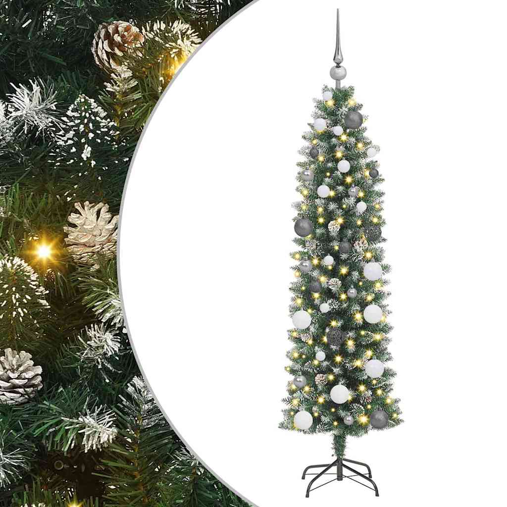 Kunstmatige slanke kerstboom met 150 LED Groen 150 cm