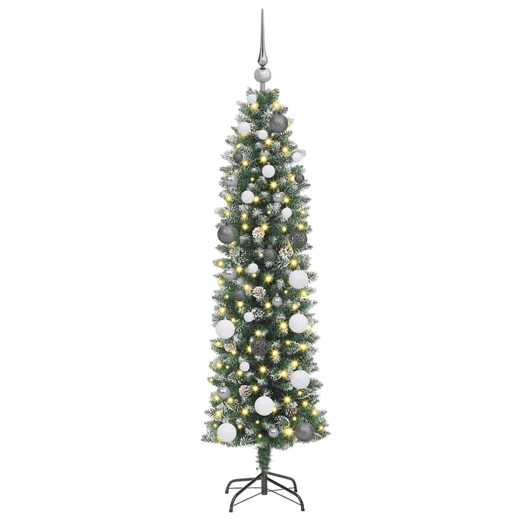 Kunstmatige slanke kerstboom met 150 LED Groen 150 cm