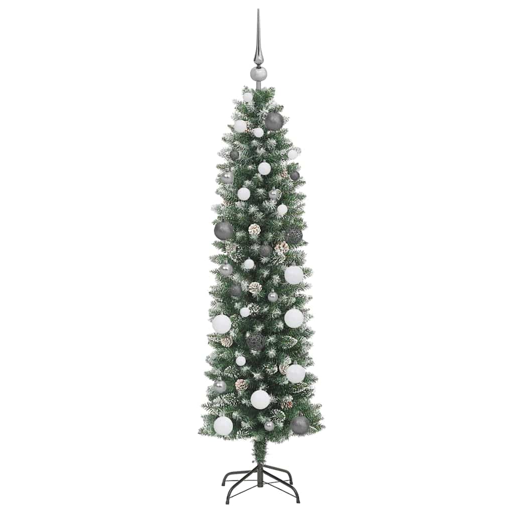 Kunstmatige slanke kerstboom met 150 LED Groen 150 cm