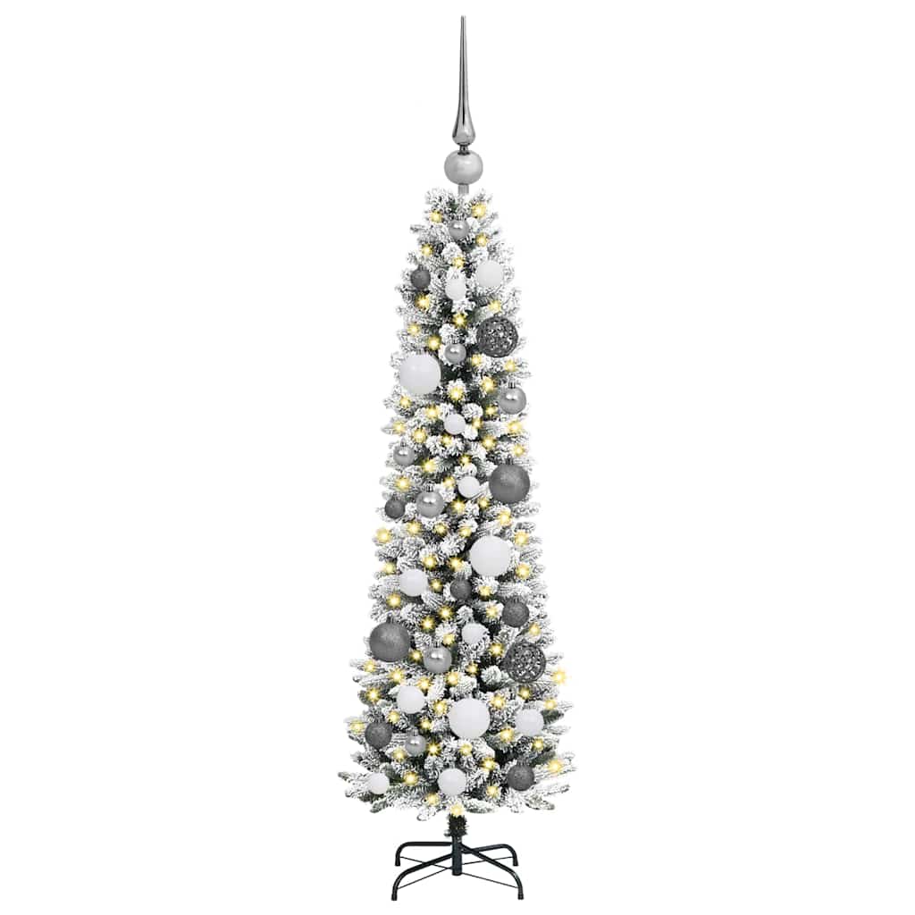 Kunstkerstboom met 150 LED Wit 120 cm PVC en Metaal en Plastic