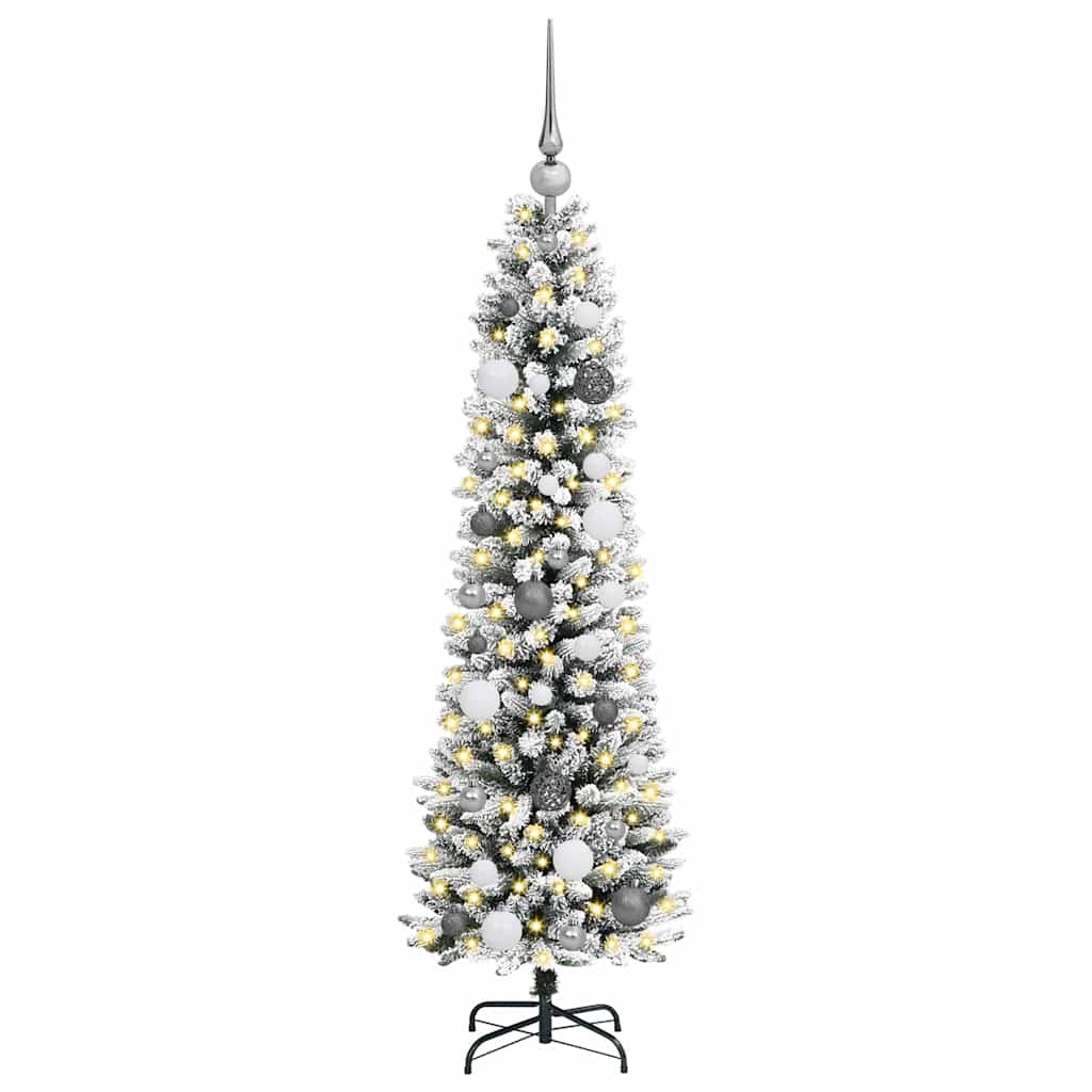 Kunstkerstboom met 150 LED Wit 150 cm PVC en Metaal en Plastic
